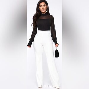 Fashion Nova Black and White Wide Leg Jumpsuit